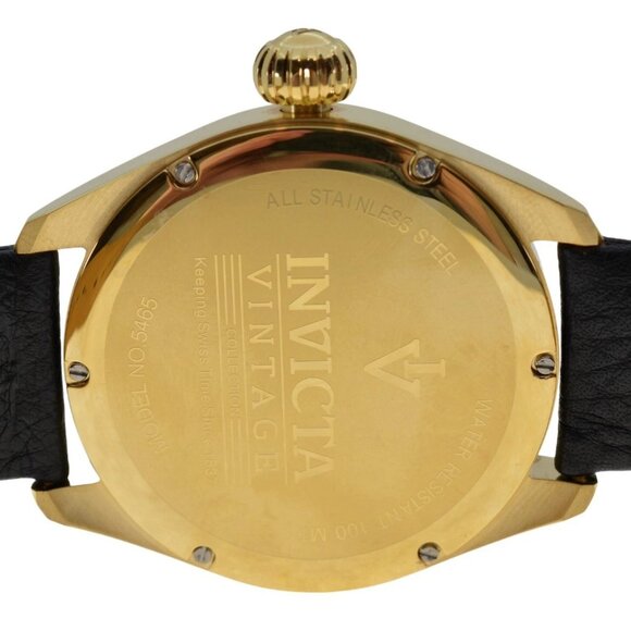 Men's 47mm Invicta Vintage Collection GMT Gold Tone SS Leather Watch! Ref: 5465! - Picture 8 of 8
